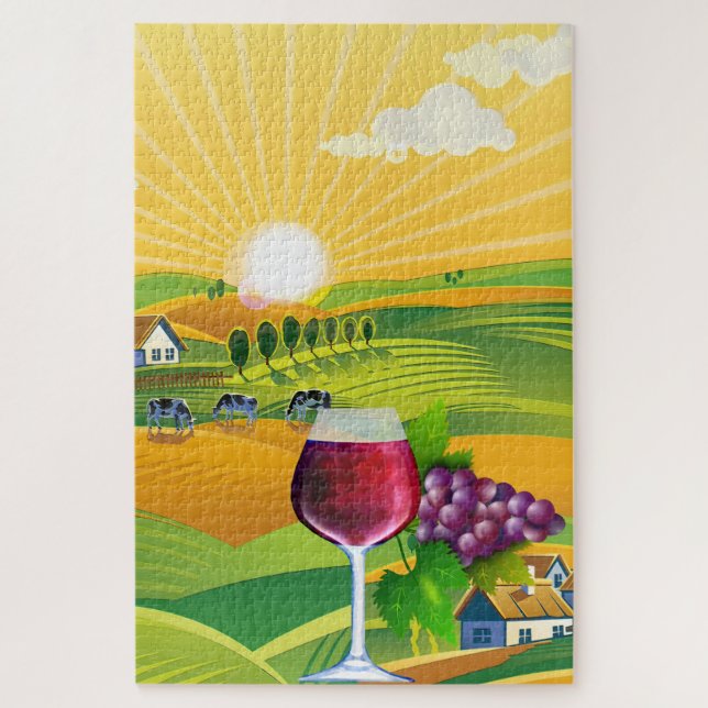Wine farm country summer sommelier sunrise jigsaw puzzle (Vertical)