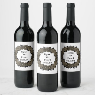 Wine Favor Personalized Flowers Stamp Label