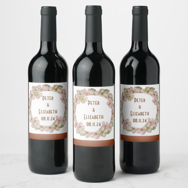 Wine Favor Personalized Flowers Stamp Wine Label (Bottles)