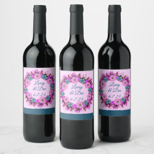 Wine Favor Personalized Flowers Stamp Wine Label