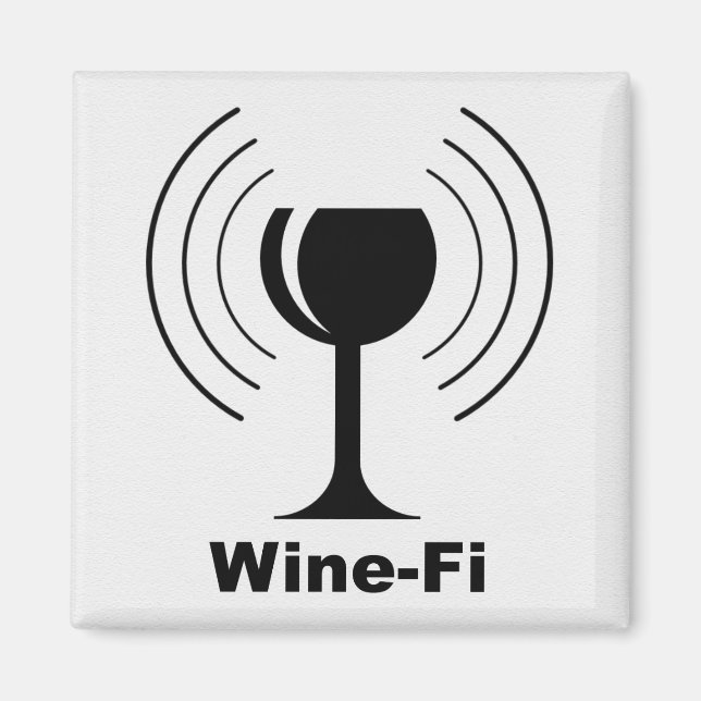 Wine-Fi Waves Black Wine Glass Magnet (Front)