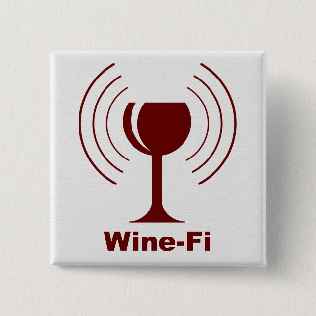 Wine-Fi Waves Burgundy Wine Glass 15 Cm Square Badge (Front)