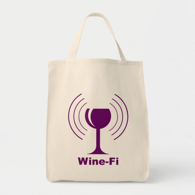 Wine-Fi Waves Purple Wine Glass Tote Bag (Front)