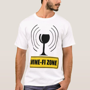 Wine-Fi Zone Funny Wine Glass WiFi Waves T-Shirt
