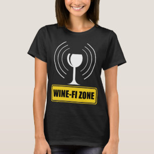 Wine-Fi Zone Funny Wine Glass WiFi Waves T-Shirt