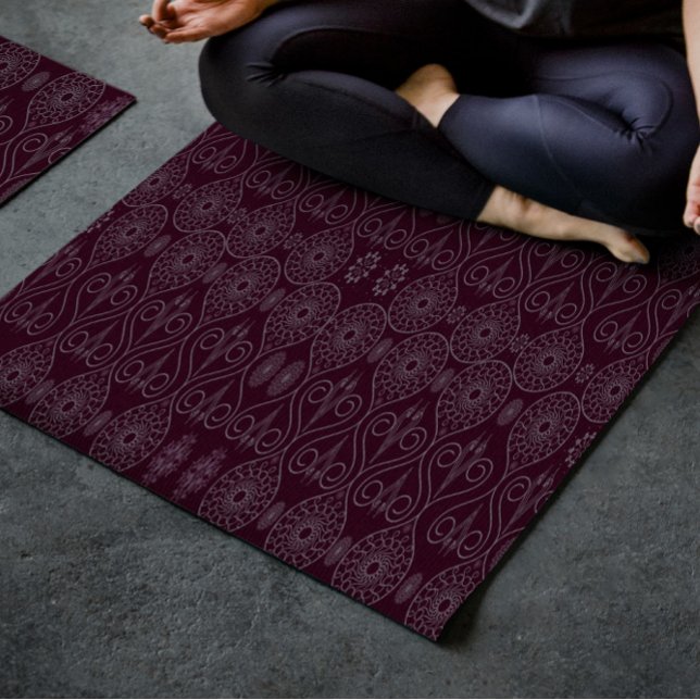 Wine fibrous textile octopus seeds patterned yoga mat (Creator Uploaded)