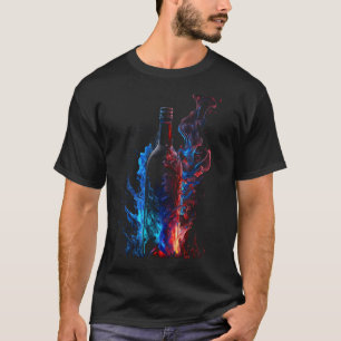 Wine Flames Wine Glass Grapes Retro Winegrower Vin T-Shirt
