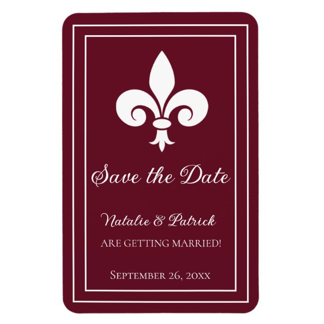 Wine Fleur de Lis Save the Date Magnet (Vertical)