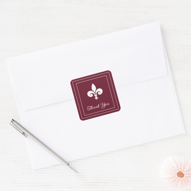 Wine Fleur de Lis Thank You Stickers (Envelope)