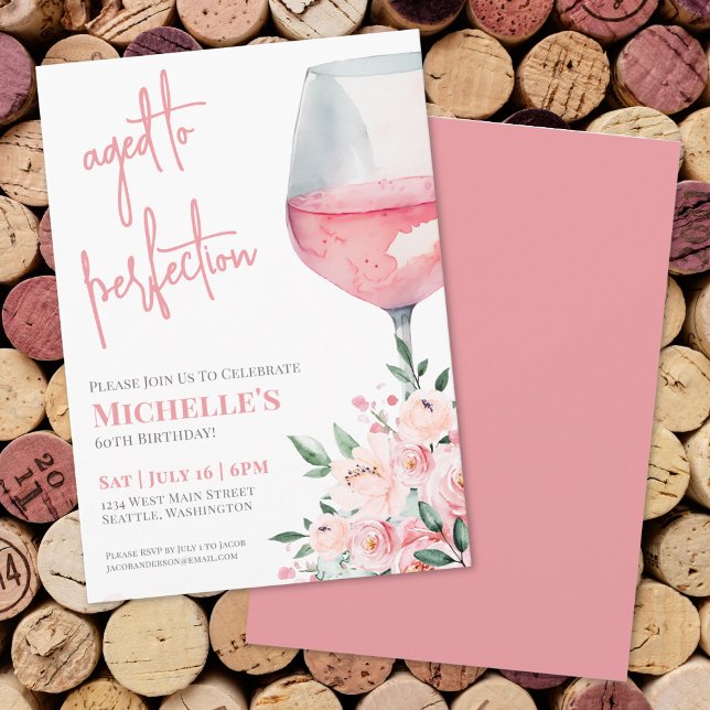 Wine Floral 60th Birthday Party Invitation (Wine Floral 60th Birthday Party Invitation)