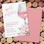Wine Floral 60th Birthday Party Invitation<br><div class="desc">Wine Floral 60th Birthday Party Invitation. Celebrate sixty fabulous years with this elegant and feminine invitation featuring a mix of blush pink and deeper pink watercolor roses, blooms, greenery, and leaves beautifully arranged in the lower right corner. A modern watercolor wine glass filled with pink wine adds a celebratory touch,...</div>