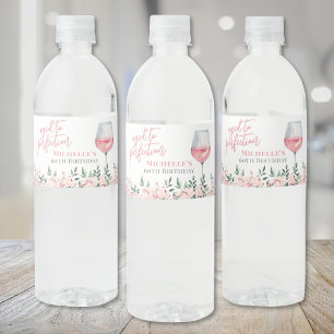 Wine Floral Birthday Party Water Bottle Label