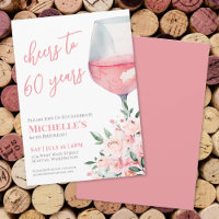 Wine Floral Cheers To 60 Years Birthday Party