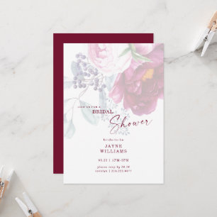 Wine Floral Elegant Bridal Shower Invitation