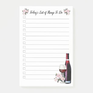 Wine & Floral List List of Things to Do Post-it Notes
