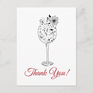 wine, floral thank you card