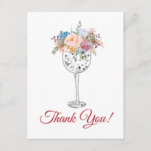 wine,  floral thank you card