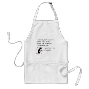 Wine for Dinner Funny Wine Quote with Cat Standard Apron