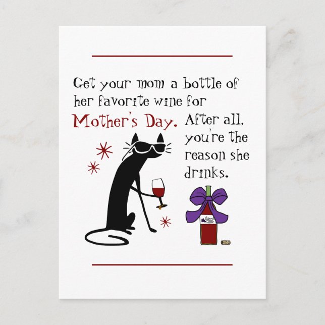 Wine for Mother's Day Postcard (Front)