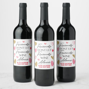 Wine friends Valentine day Wine label