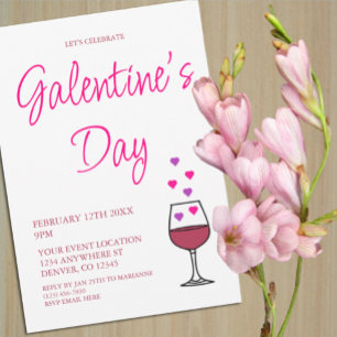 Wine Galentine's Day Party Invitation