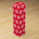 Wine Gift Box-Christmas Snowflakes Wine Box<br><div class="desc">This wine gift box is shown in a festive Christmas holiday red and white snowflakes print.
Customise this box or buy as is.</div>