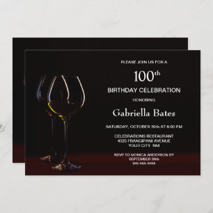 Wine Glass 100th Birthday Party Invitation