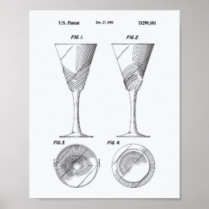 Wine Glass 1988 Patent Art White Paper Poster