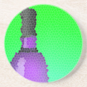 wine glass and bottle : stained glass coaster