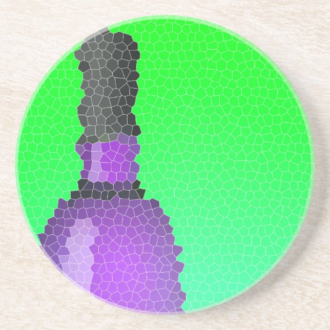 wine glass and bottle : stained glass coaster (Front)
