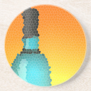 wine glass and bottle : stained glass coaster