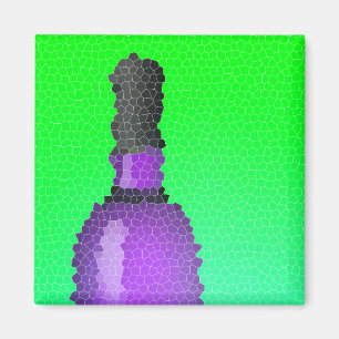 wine glass and bottle : stained glass magnet