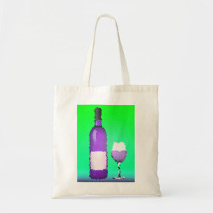 wine glass and bottle : stained glass tote bag