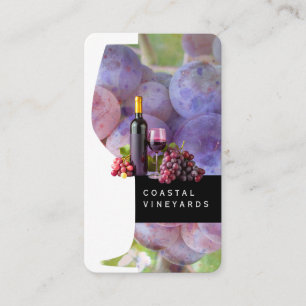 Wine Glass and Bottle   Vineyard Grapes Business Card