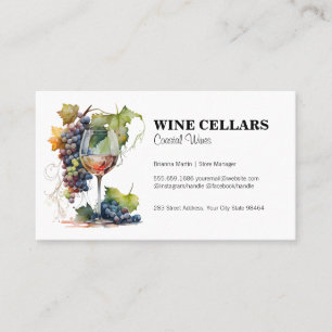 Wine Glass and Grapes Watercolor Appointment Card