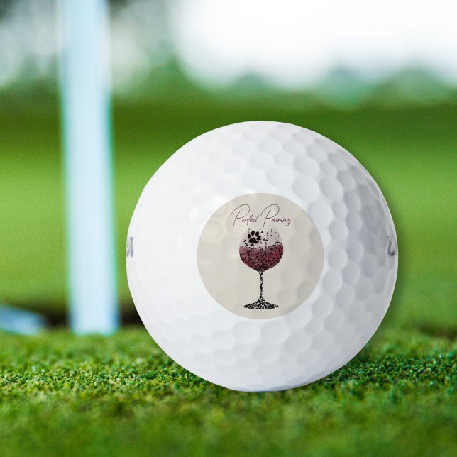 Wine Glass and Paws Perfect Pairing Golf Balls (Creator Uploaded)