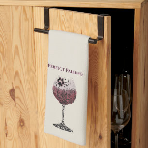 Wine Glass and Paws Perfect Pairing Tea Towel