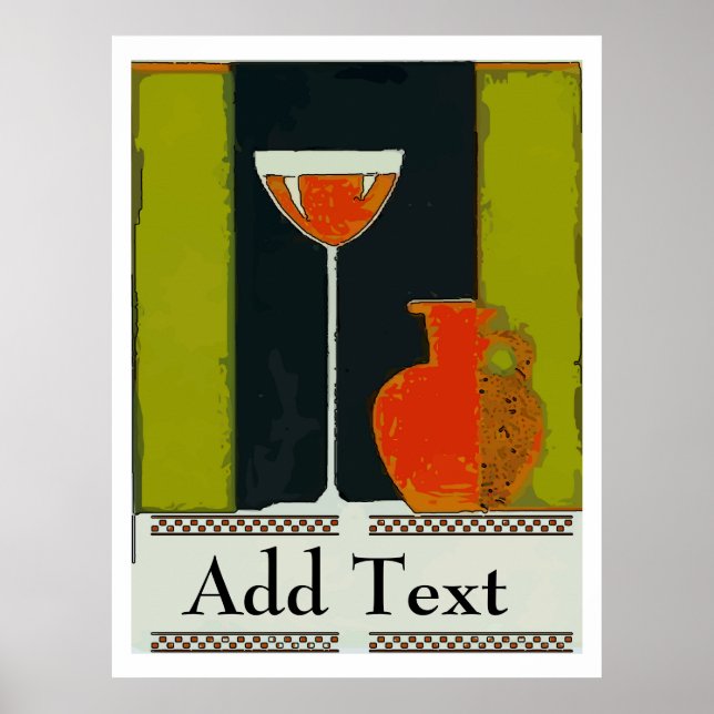 Wine glass and red bottle add text poster (Front)