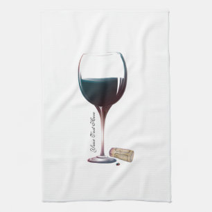 Wine Glass Art Personalised Logo Tea Towel