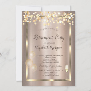 Wine Glass,Balloons,Dots Retirement Invitation