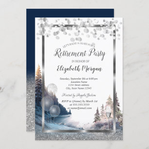 Wine Glass Balloons,Landscape Retirement Invitation