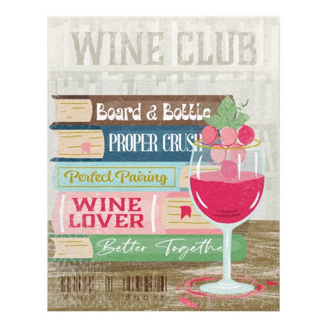 Wine Glass Book Stack Wine Club Book Lover Photo Print (Front)