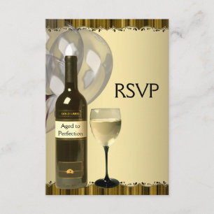 Wine Glass Bottle Gold 50th Birthday Party RSVP