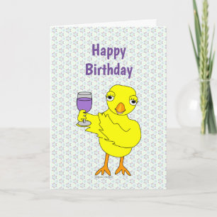 Wine Glass Chick  Birthday Card