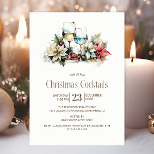 Wine Glass Christmas Cocktails Invitation