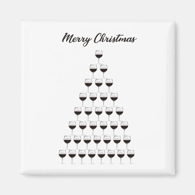Wine Glass Christmas Tree Magnet (Front)