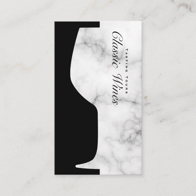 Wine Glass Counter-space Marble Business Card (Front)