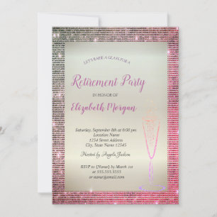 Wine Glass Diamonds Frame Diamonds Retirement Invitation