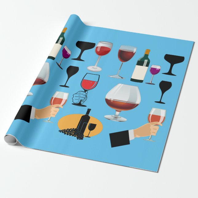 Wine Glass Drinks Cocktail party Alcohol Booze Art Wrapping Paper (Unrolled)