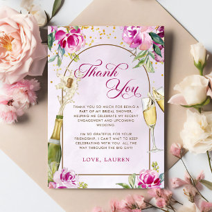 Wine Glass Floral Bridal Shower Thank You Card